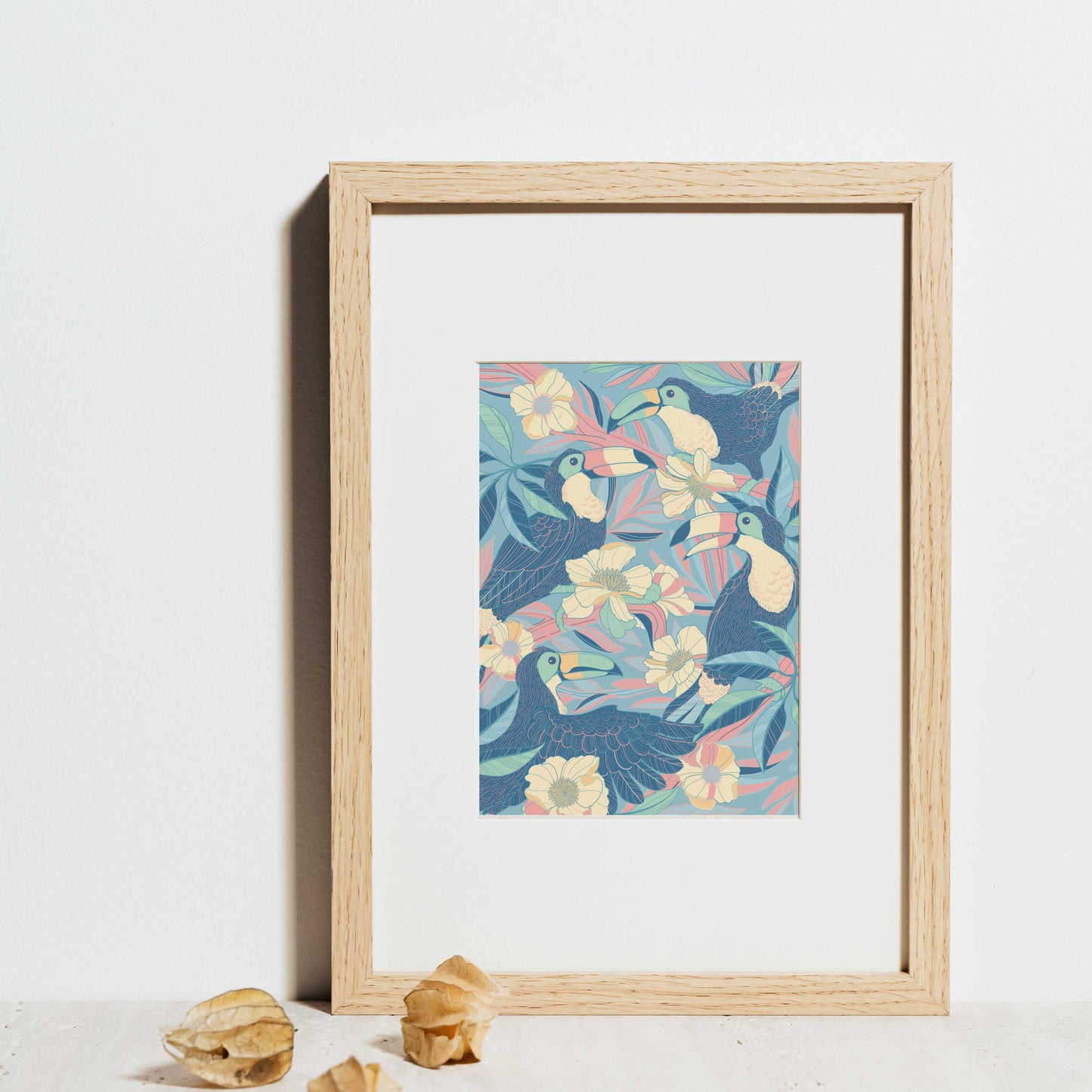 Toucan in the Floral Jungle Art Print Postcard Post Cards