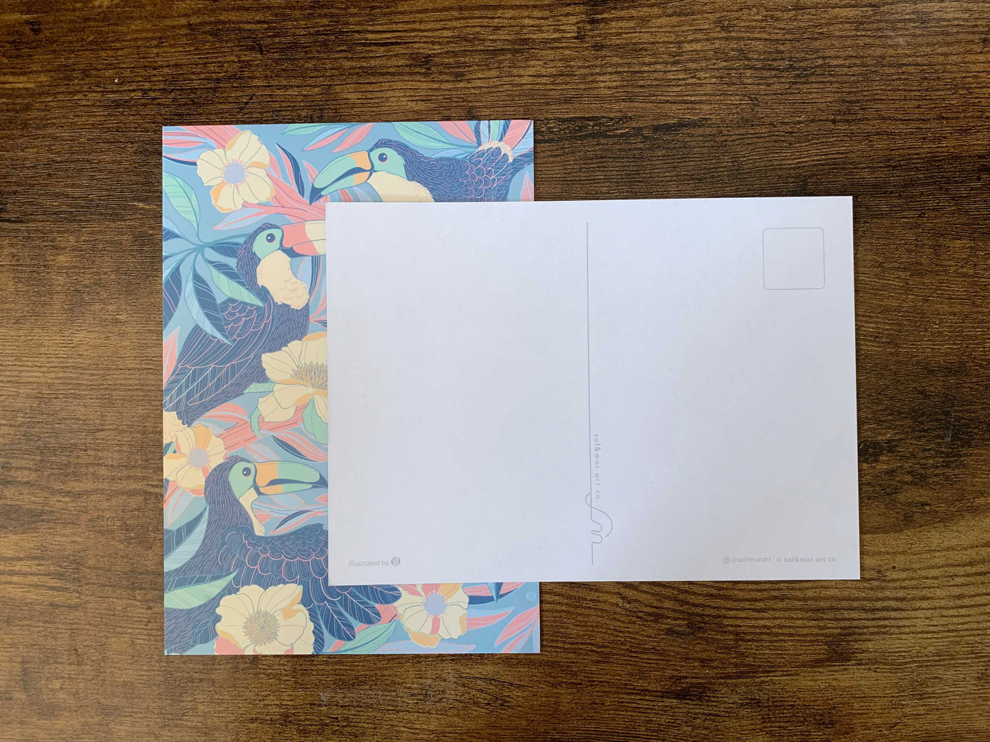 Toucan in the Floral Jungle Art Print Postcard Post Cards