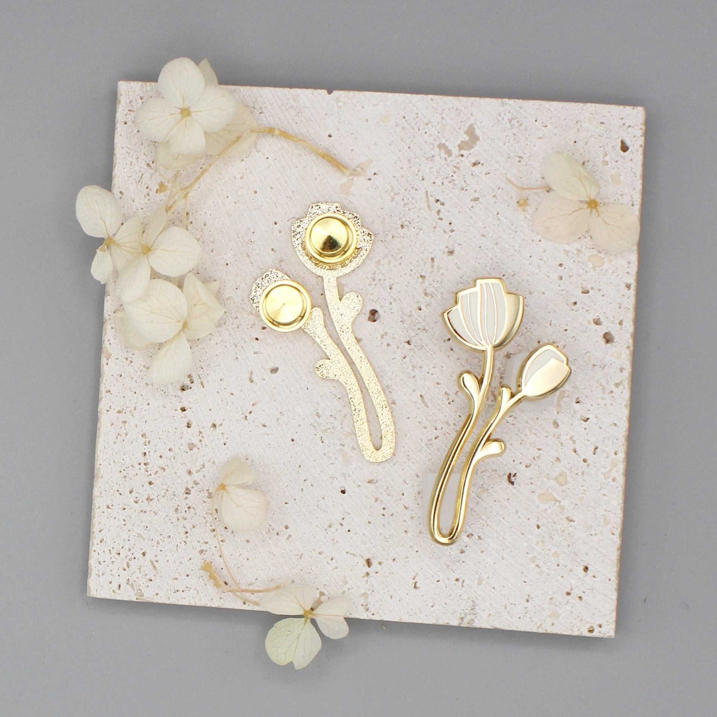 Peony Enamel Pin (off-white) Brooches & Lapel Pins