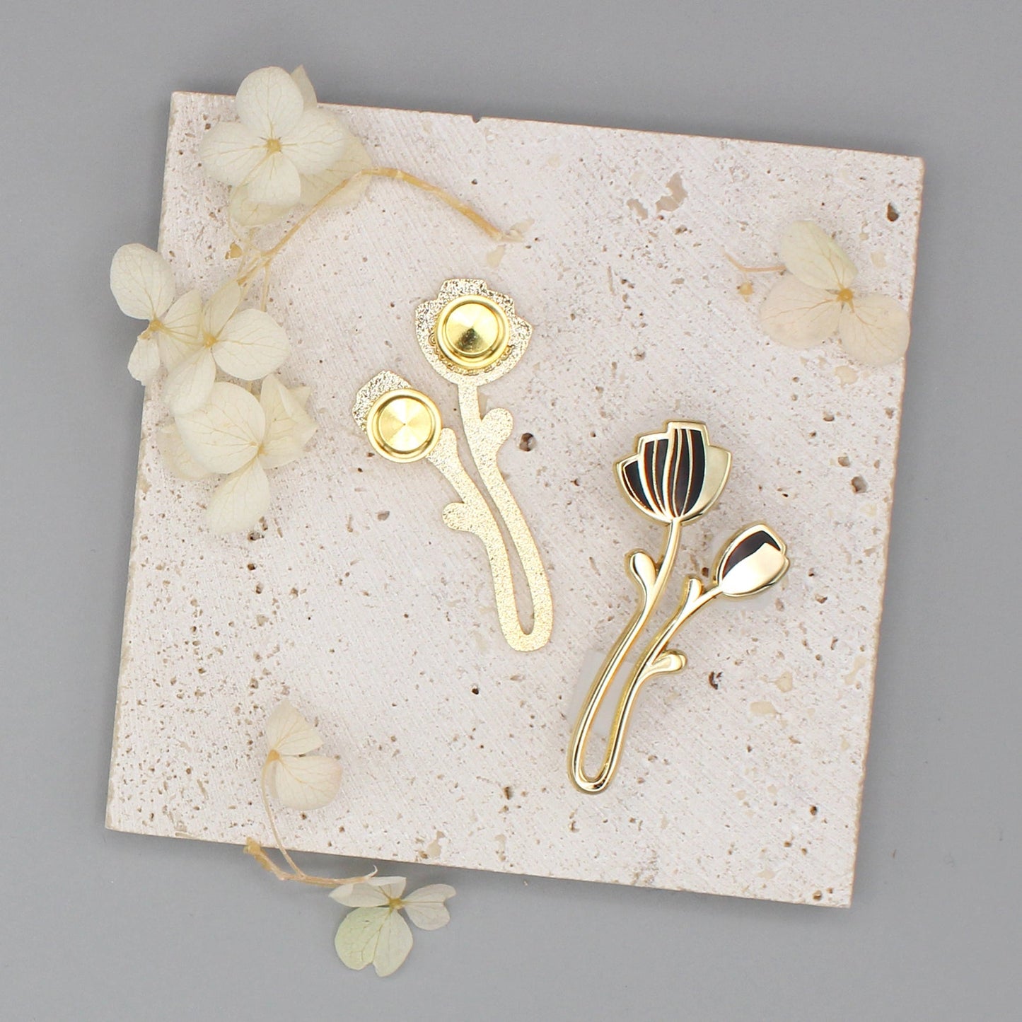 Peony Enamel Pin (Black) Brooches & Lapel Pins