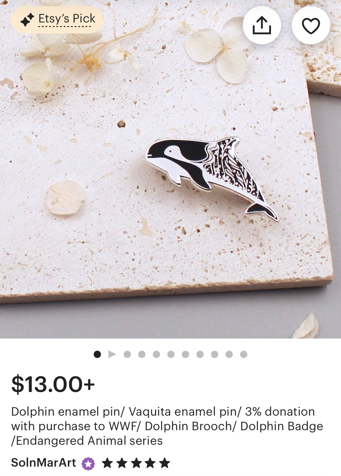 Dolphin enamel pin (Vaquita) Brooches & Lapel Pins