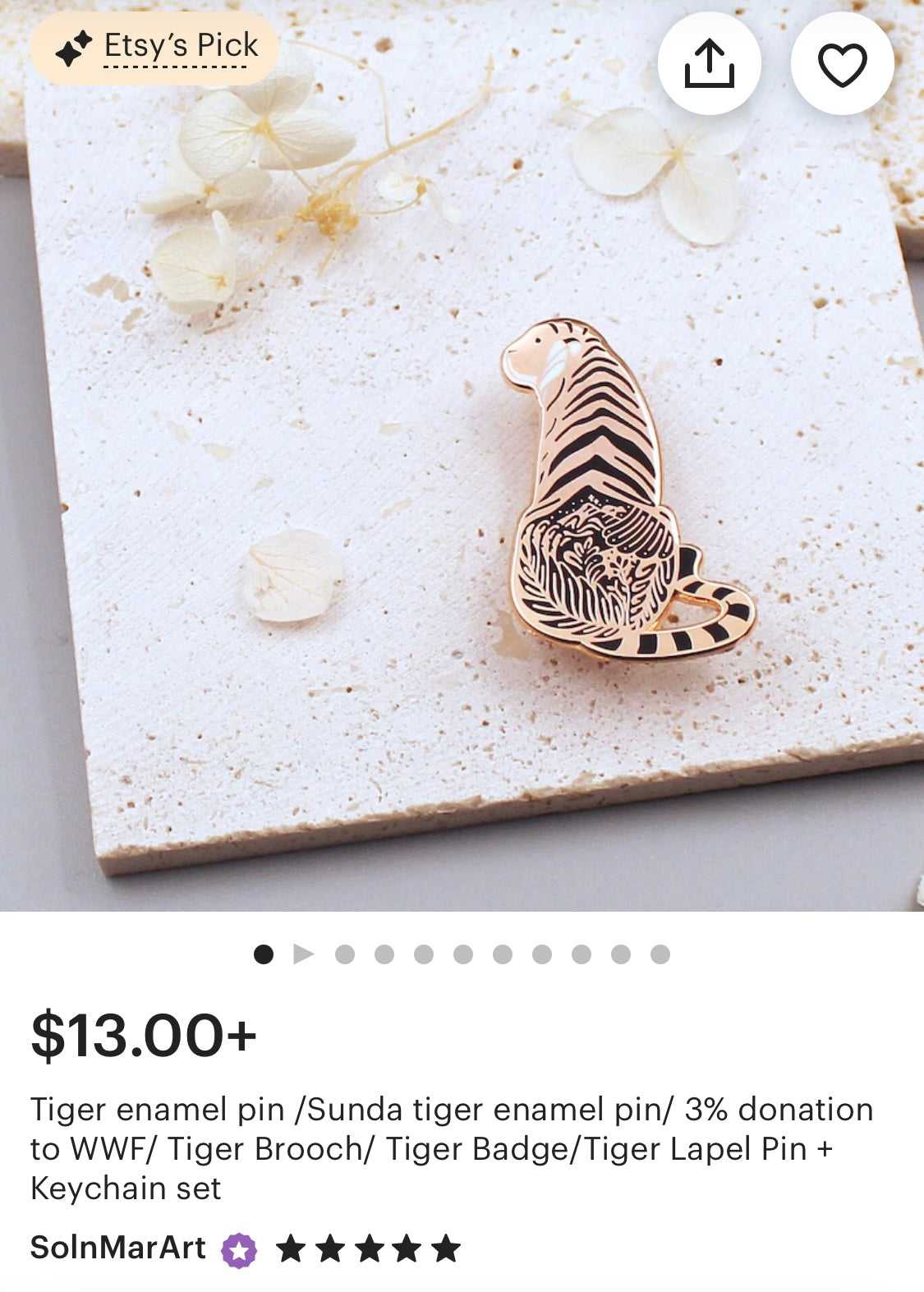 Tiger Enamel Pin (Sunda Tiger) Brooches & Lapel Pins