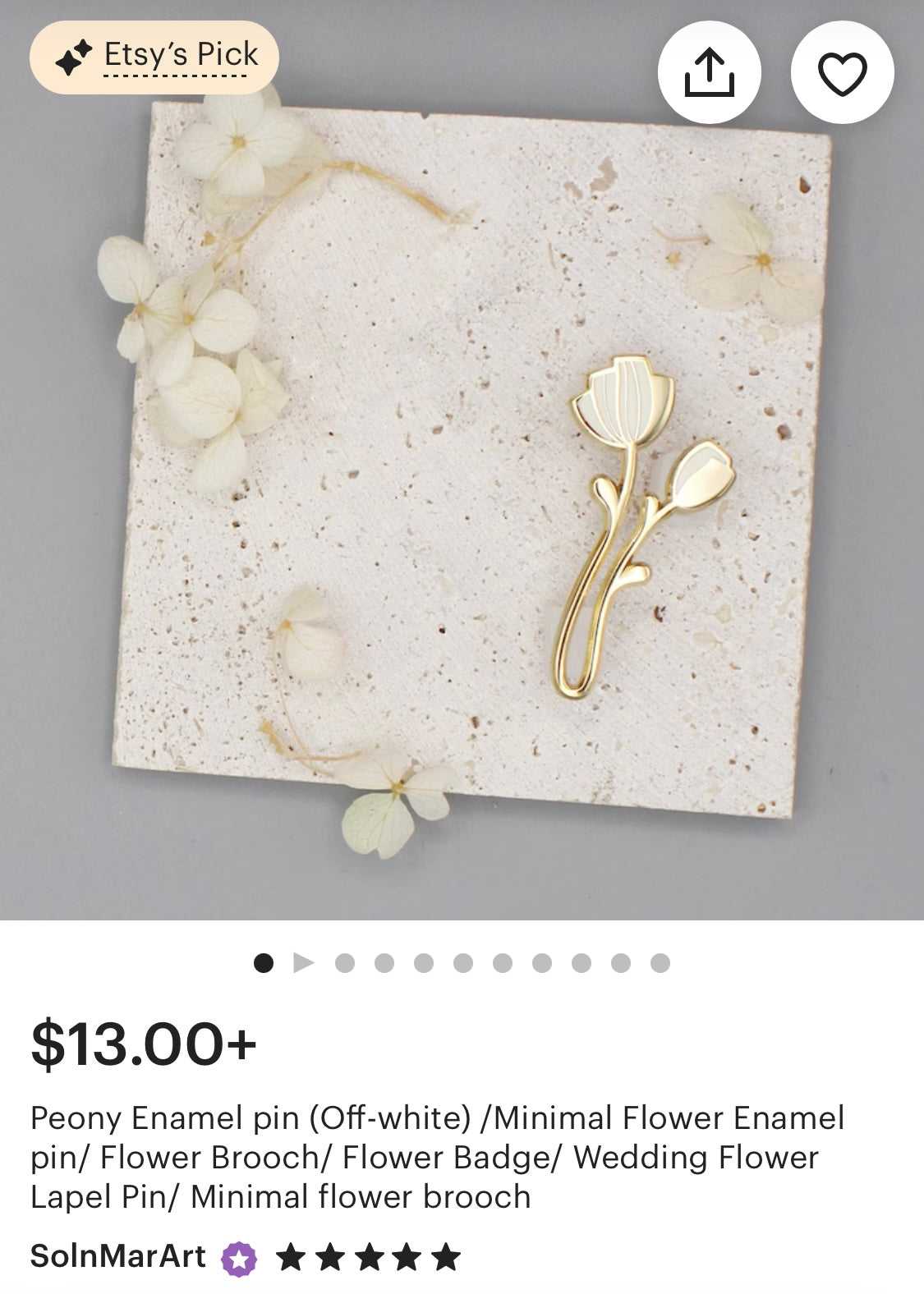 Peony Enamel Pin (off-white) Brooches & Lapel Pins