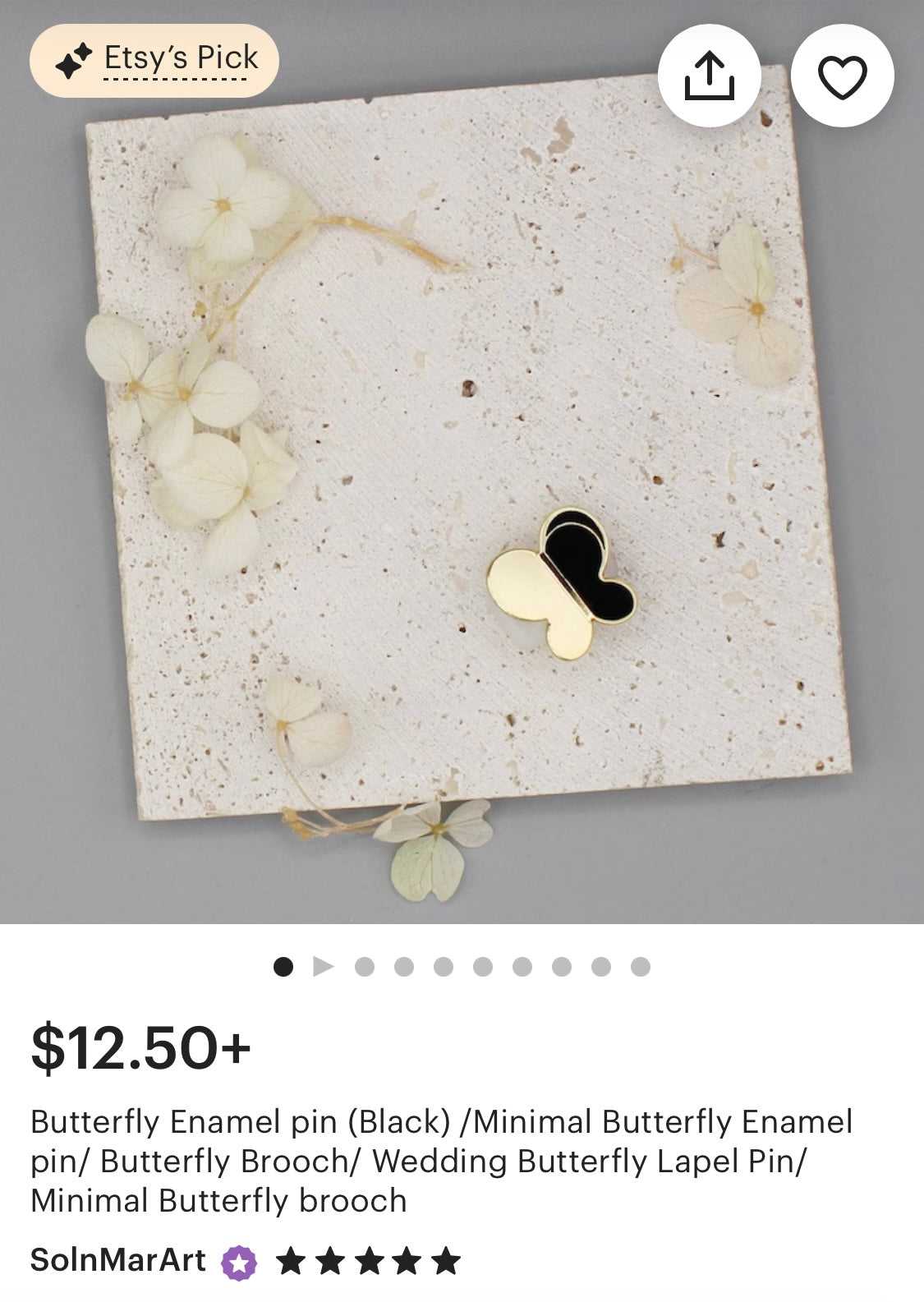 Butterfly Enamel Pin (Black) Brooches & Lapel Pins