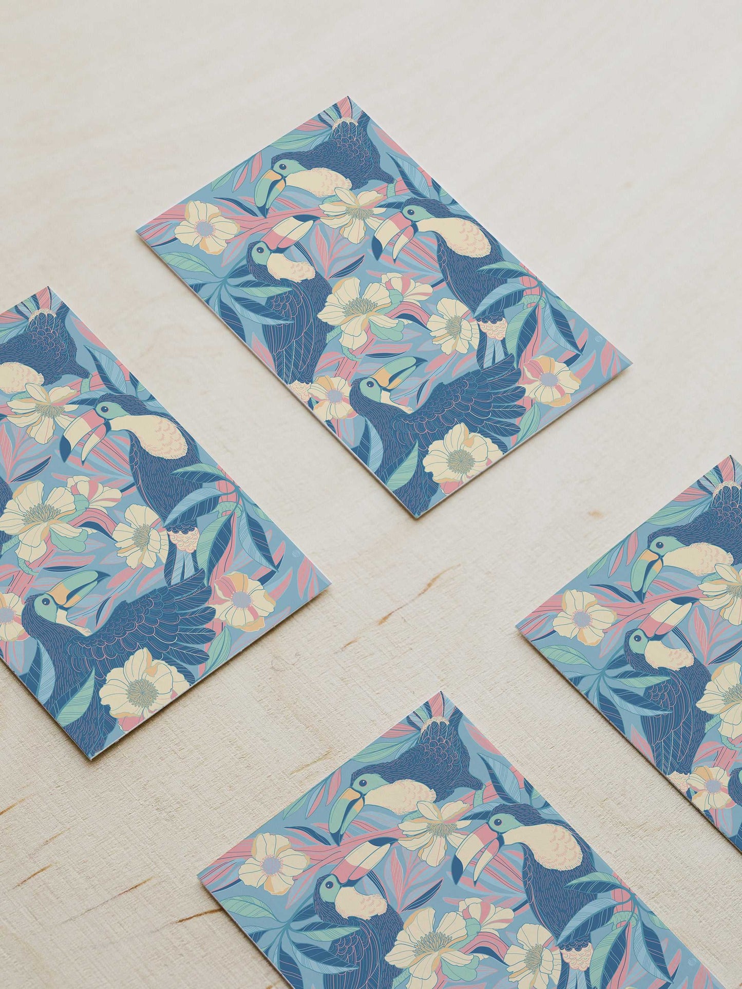 Toucan in the Floral Jungle Art Print Postcard Post Cards