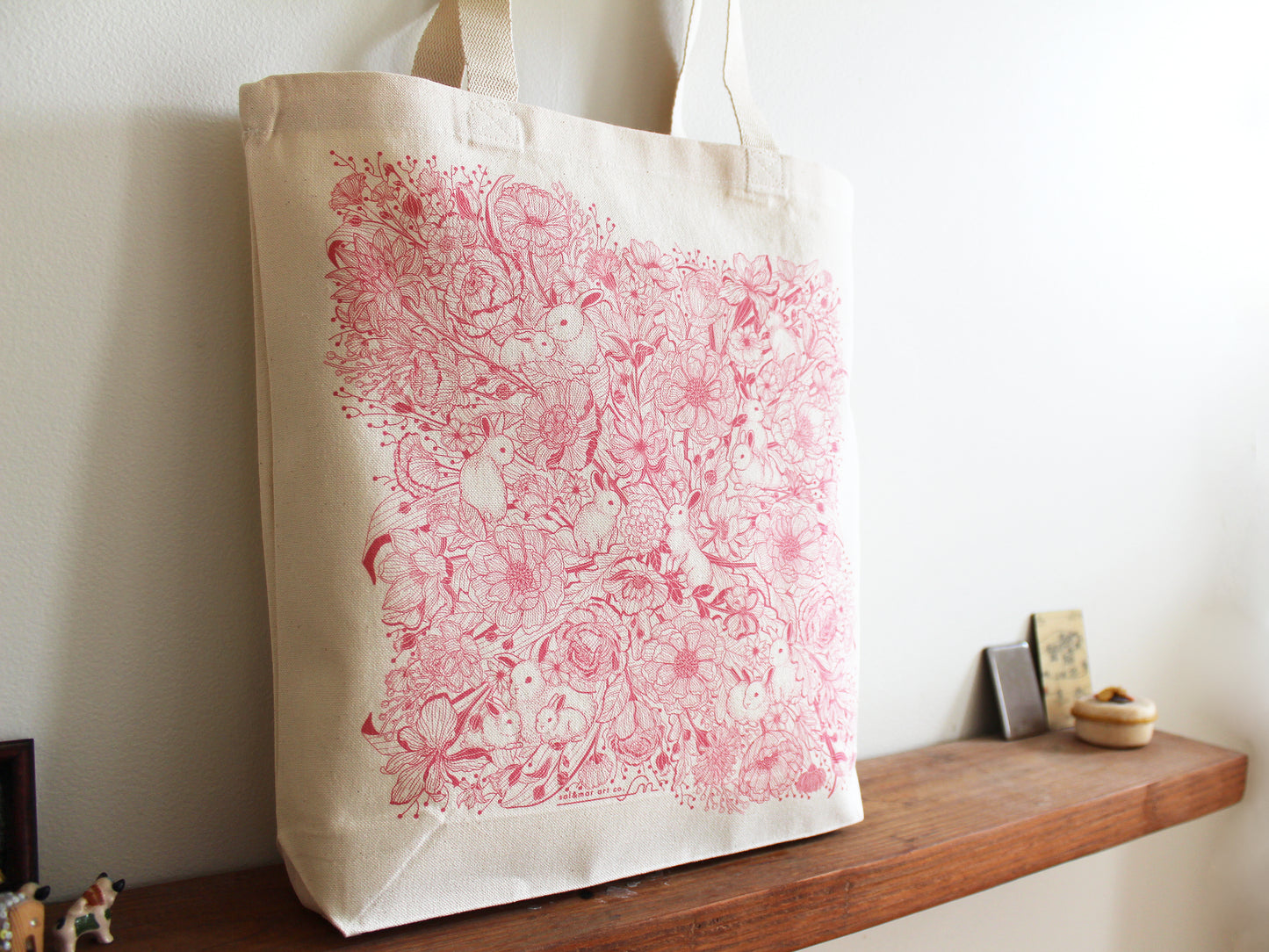 Bunny in the Floral Breeze Canvas Tote bag