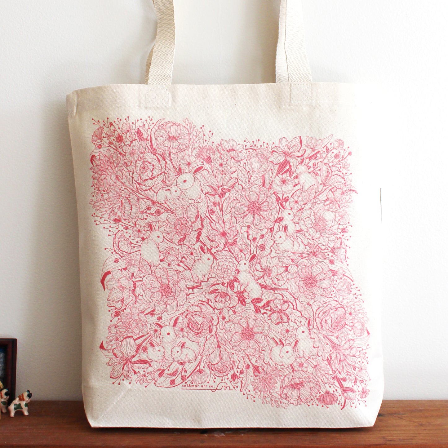 Bunny in the Floral Breeze Canvas Tote bag