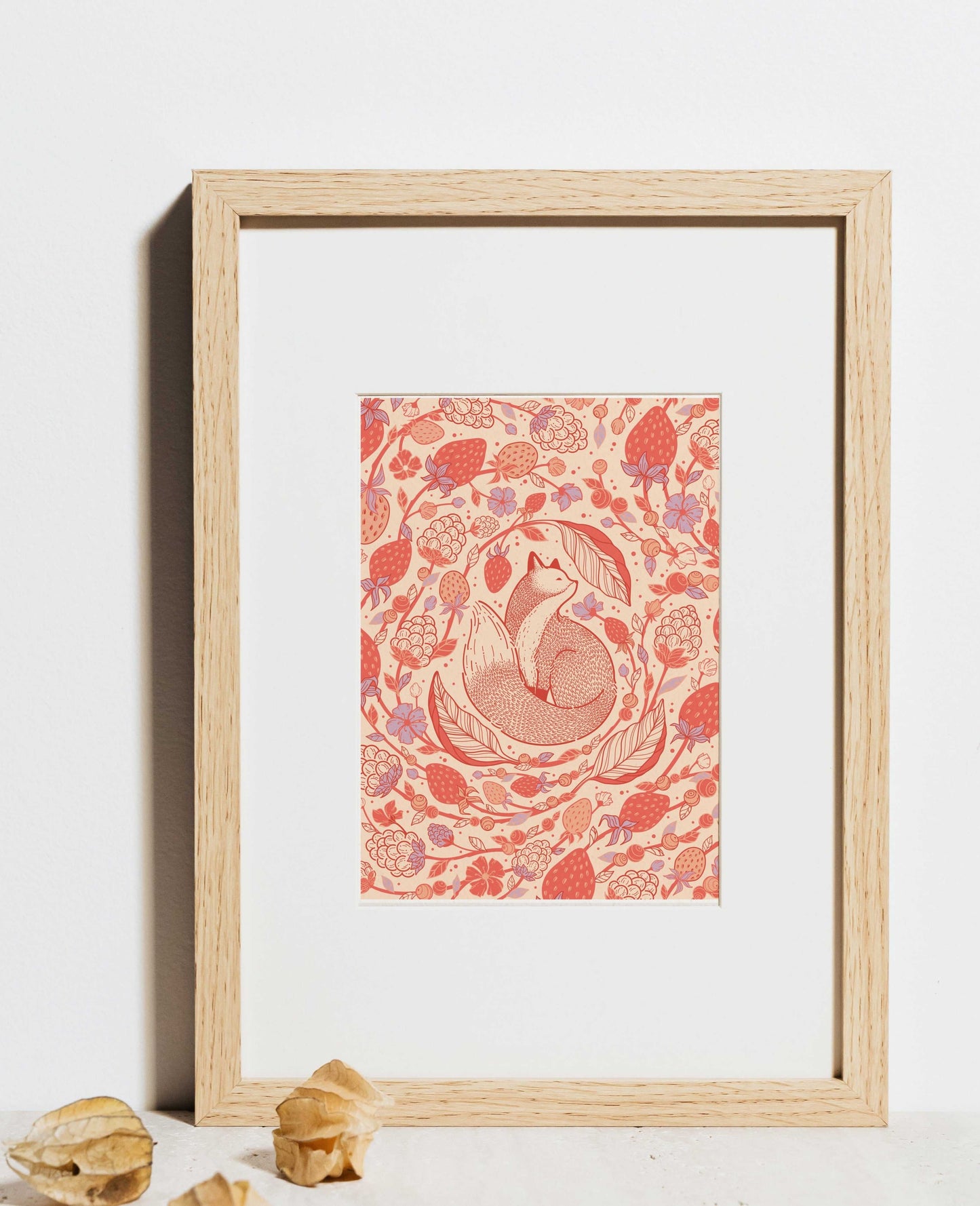 Fox&Berry Art Print Postcard Post Cards