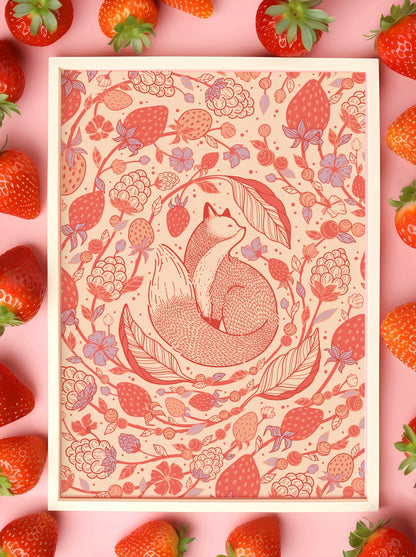 Fox&Berry Art Print Postcard