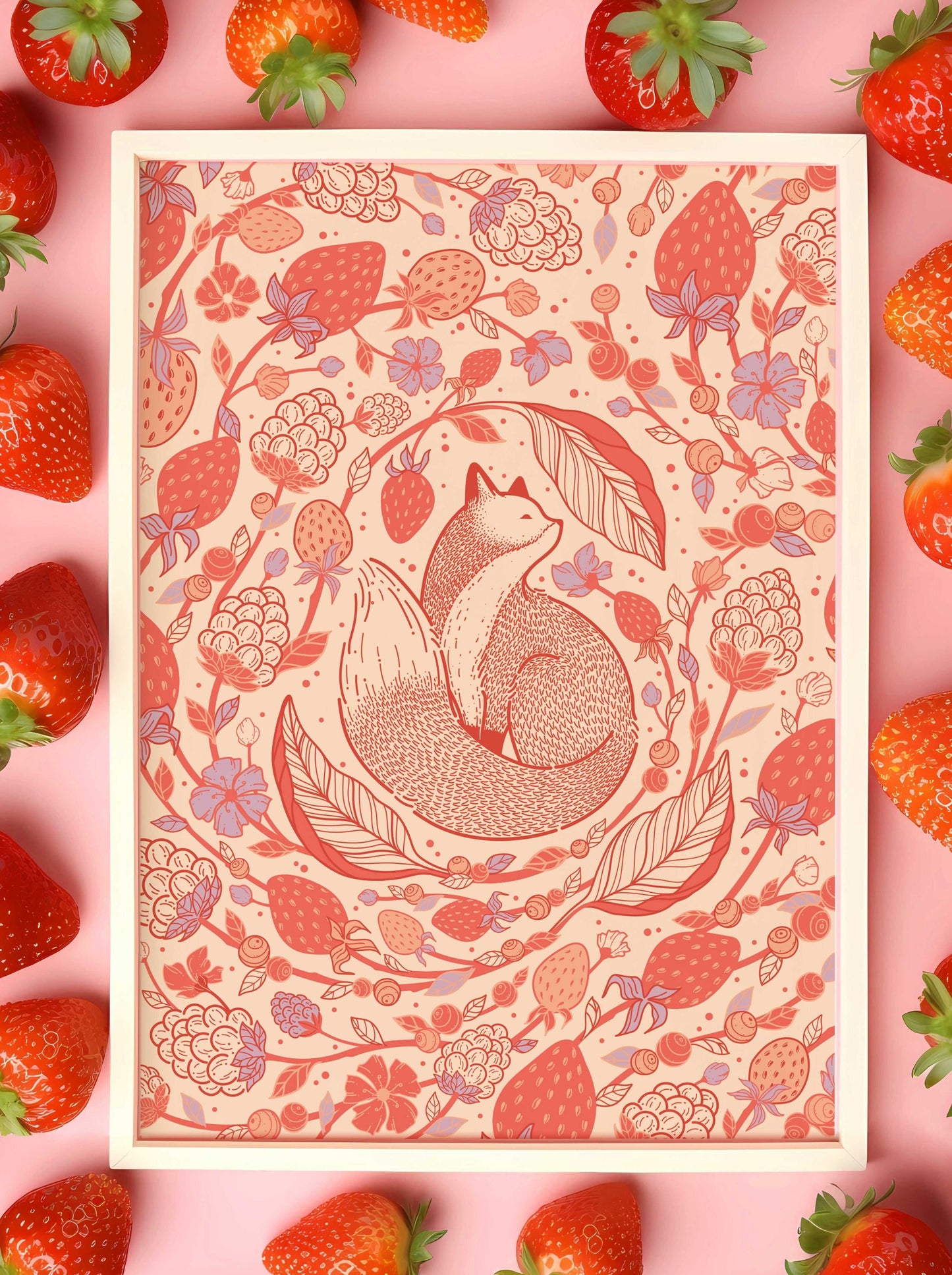 Fox&Berry Art Print Postcard Post Cards