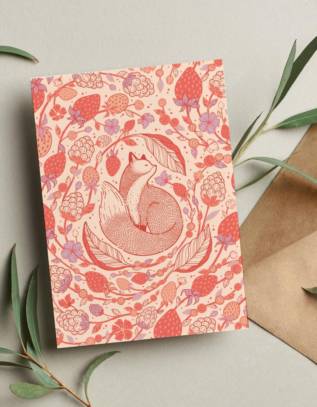 Fox&Berry Art Print Postcard