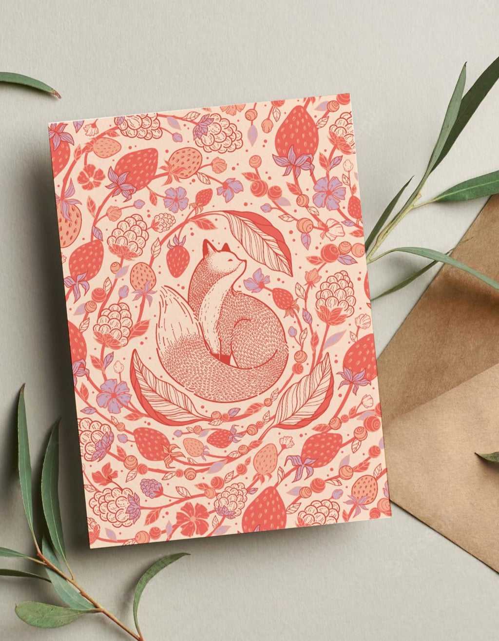 Fox&Berry Art Print Postcard Post Cards