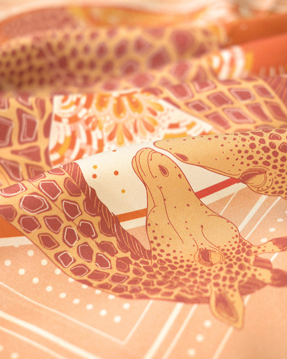 Giraffe, "Surya" in the Grassland Silk Twill Scarf