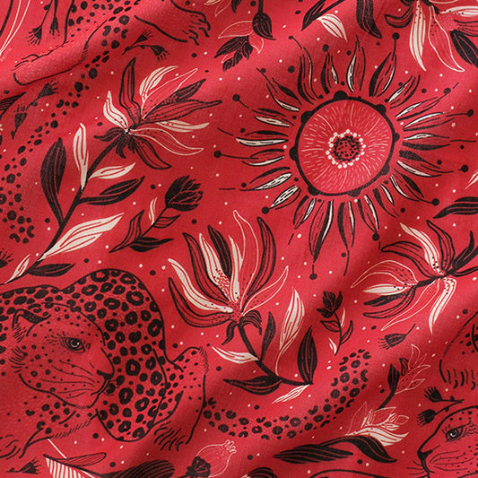 Leopard, and the Sun Bandana Scarf (Red)