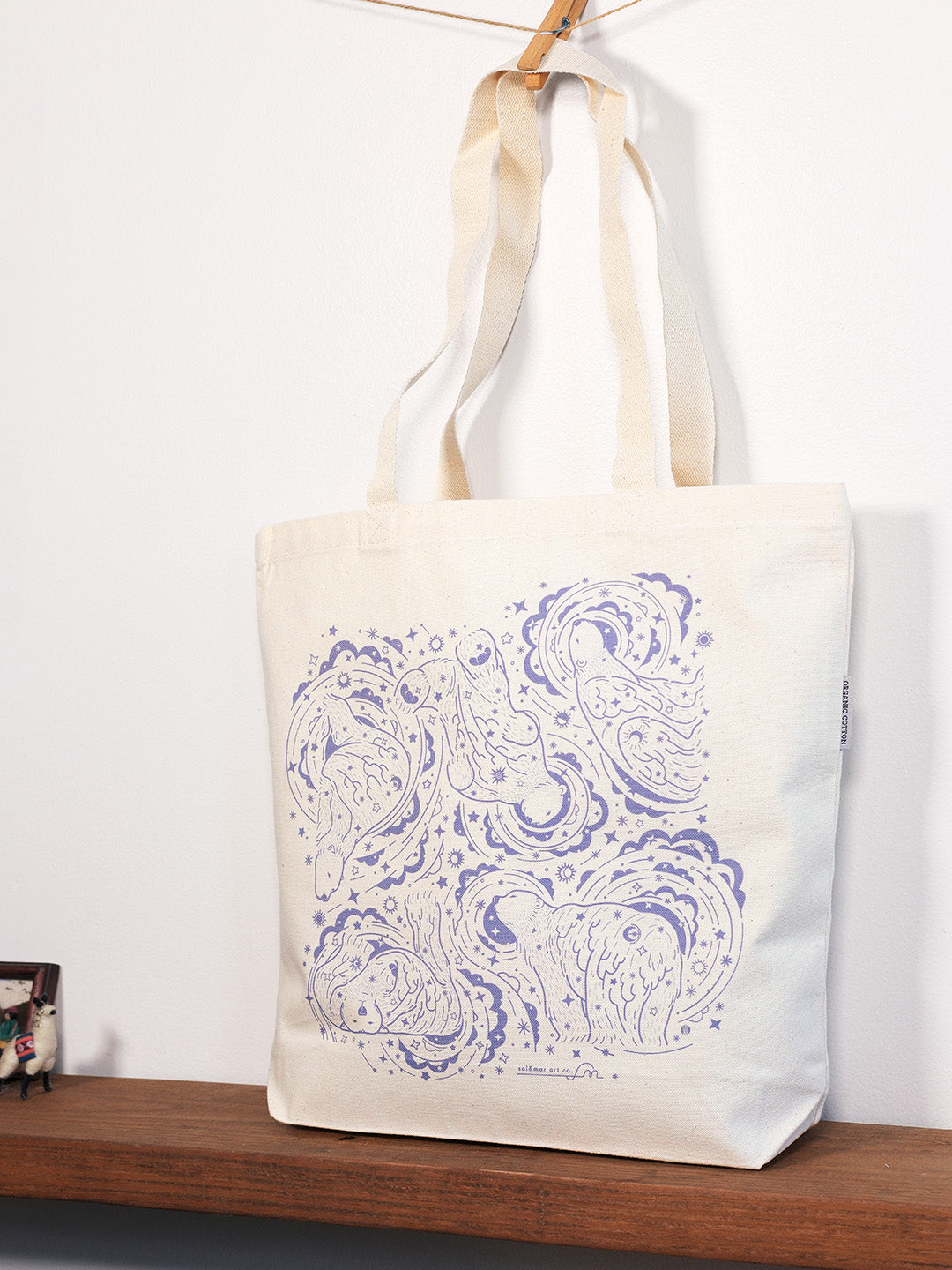 Polar Bear, and the Northern Sky Canvas Tote Bag