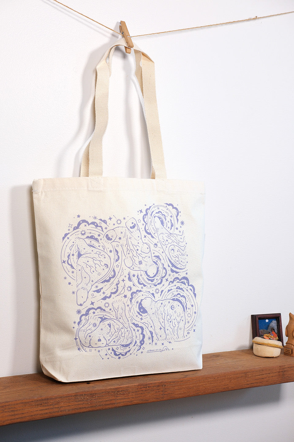 Polar Bear, and the Northern Sky Canvas Tote Bag
