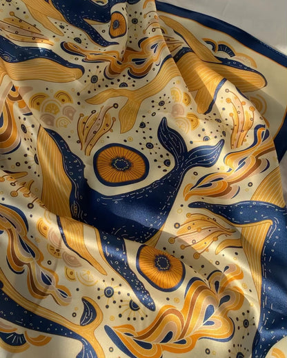 Whale, and the Ocean Silk Scarf