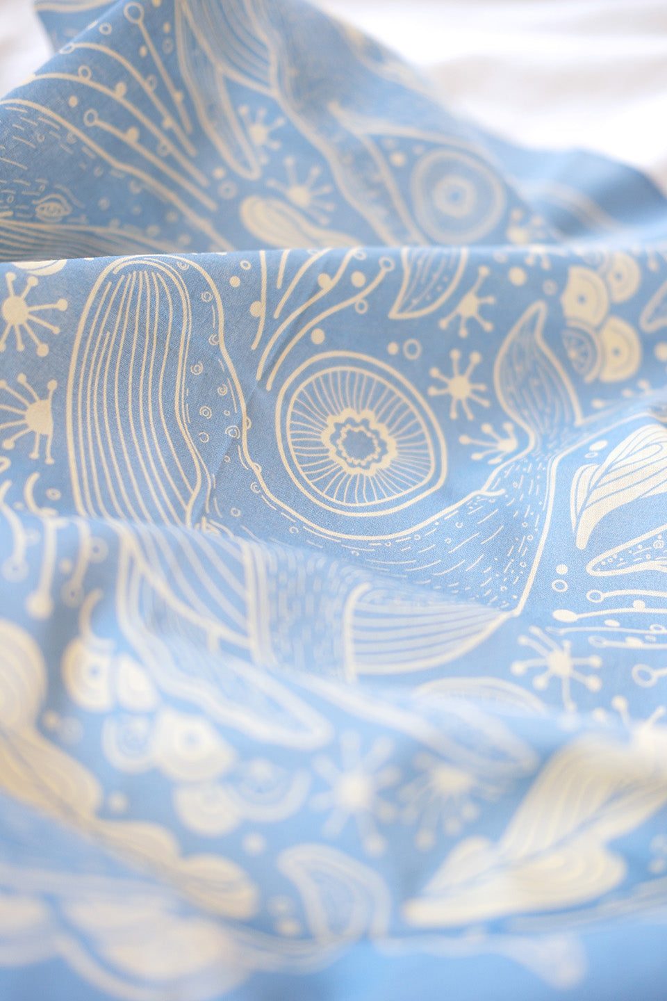 Whale, and the Ocean Bandana Scarf (Light Blue)