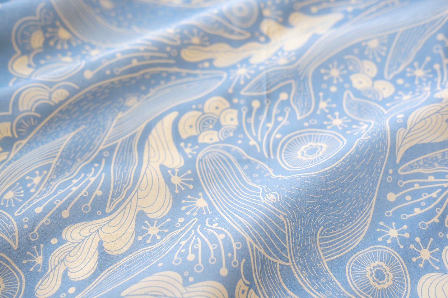 Whale, and the Ocean Bandana Scarf (Light Blue)