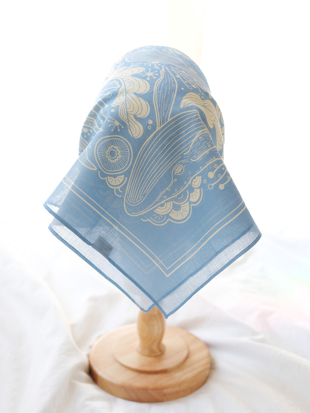 Whale, and the Ocean Bandana Scarf (Light Blue)