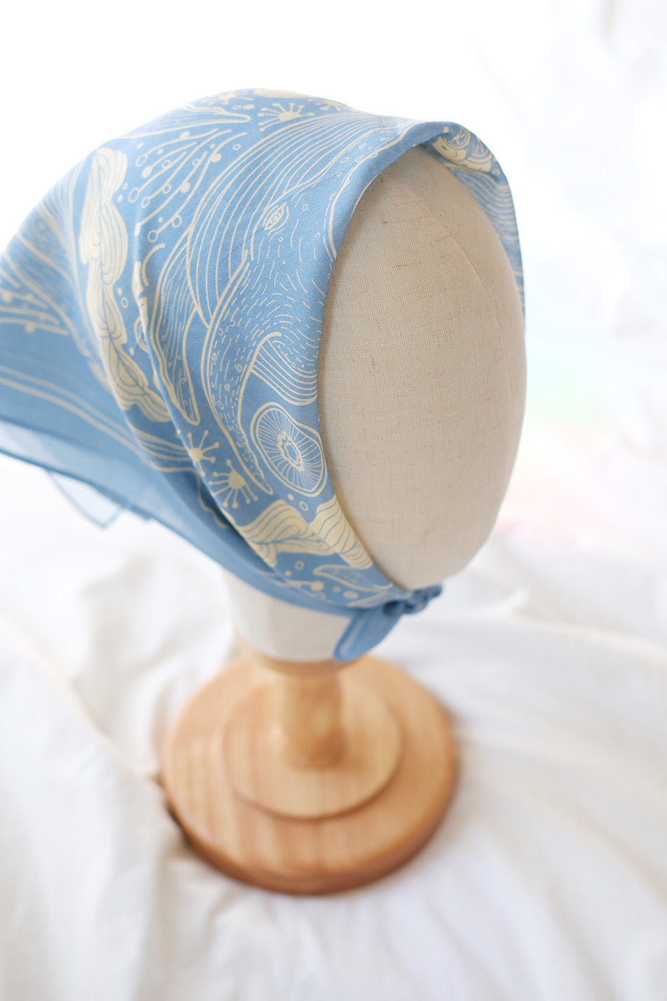 Whale, and the Ocean Bandana Scarf (Light Blue)