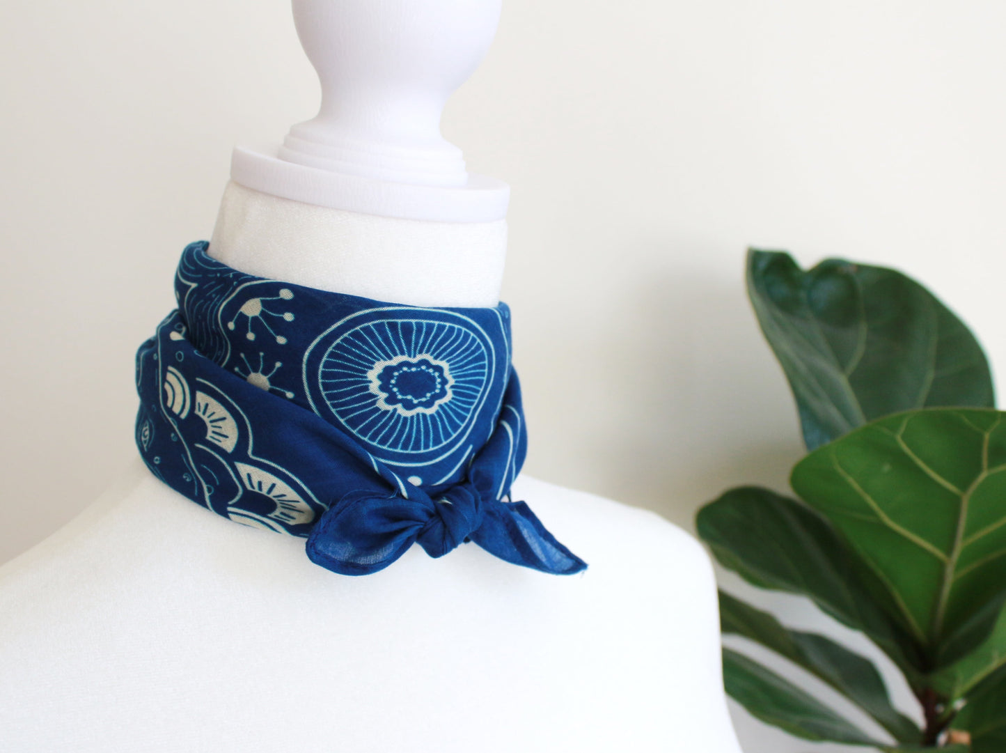 Whale, and the Ocean Bandana Scarf (Navy)