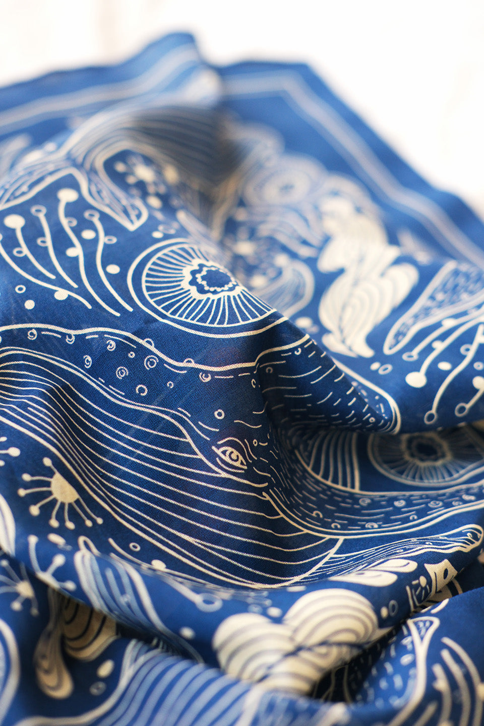 Whale, and the Ocean Bandana Scarf (Navy)