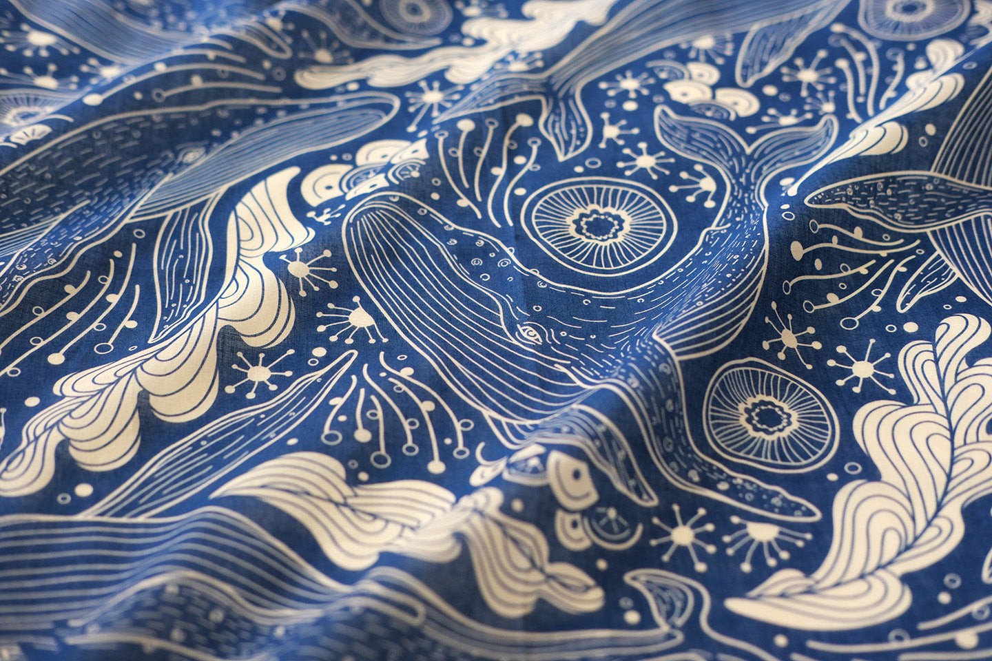 Whale, and the Ocean Bandana Scarf (Navy)