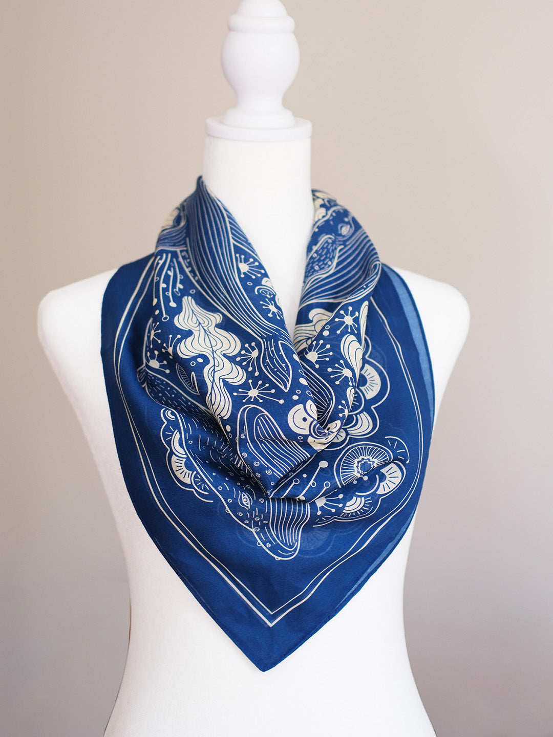 Whale, and the Ocean Bandana Scarf (Navy)