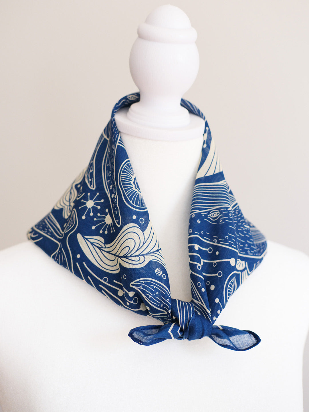 Whale, and the Ocean Bandana Scarf (Navy)