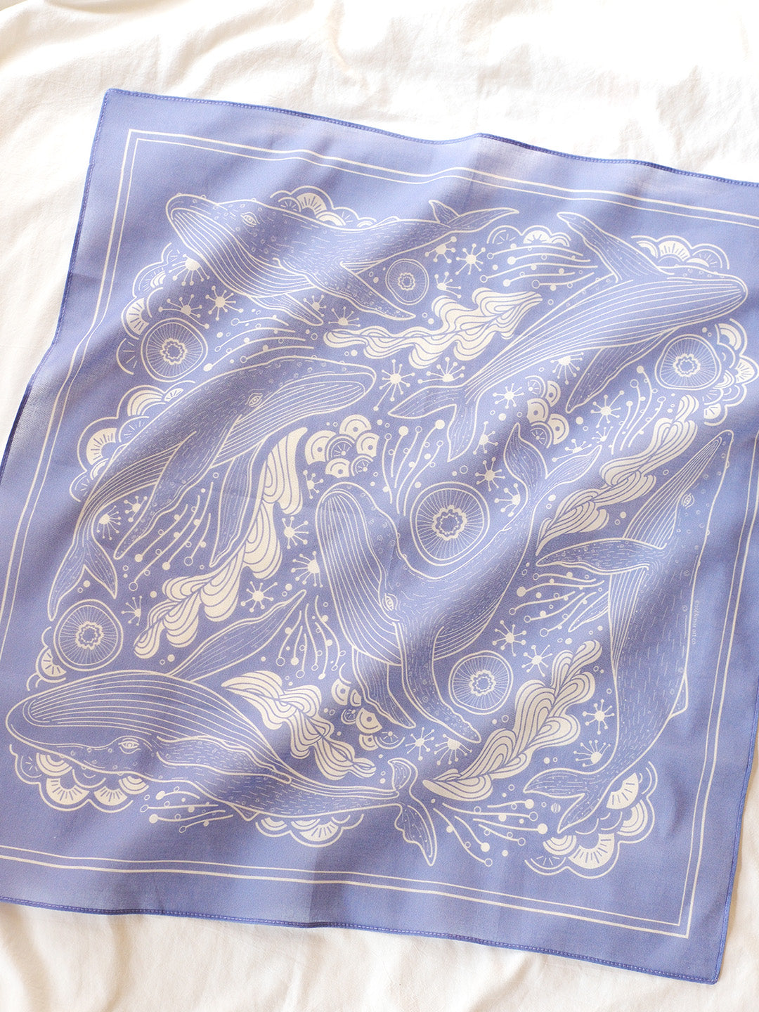 Whale, and the Ocean Bandana Scarf (Violet)