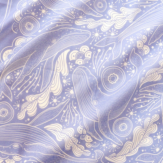 Whale, and the Ocean Bandana Scarf (Violet)