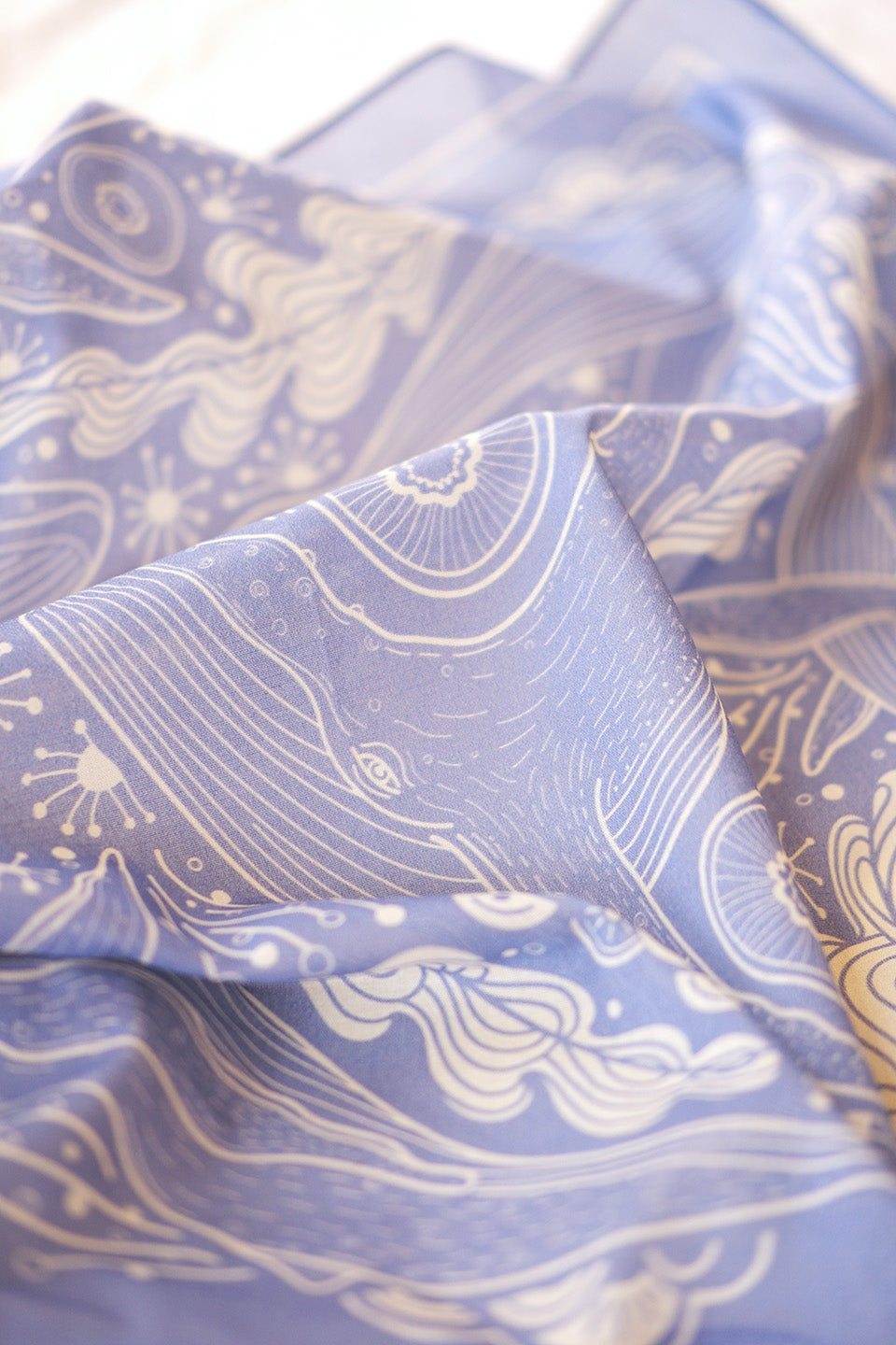 Whale, and the Ocean Bandana Scarf (Violet)
