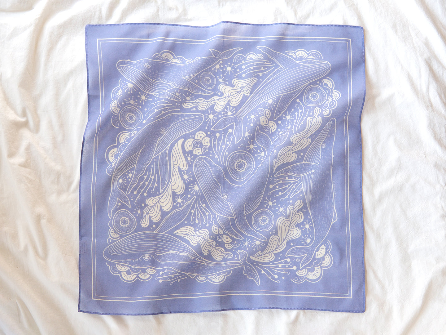 Whale, and the Ocean Bandana Scarf (Violet)