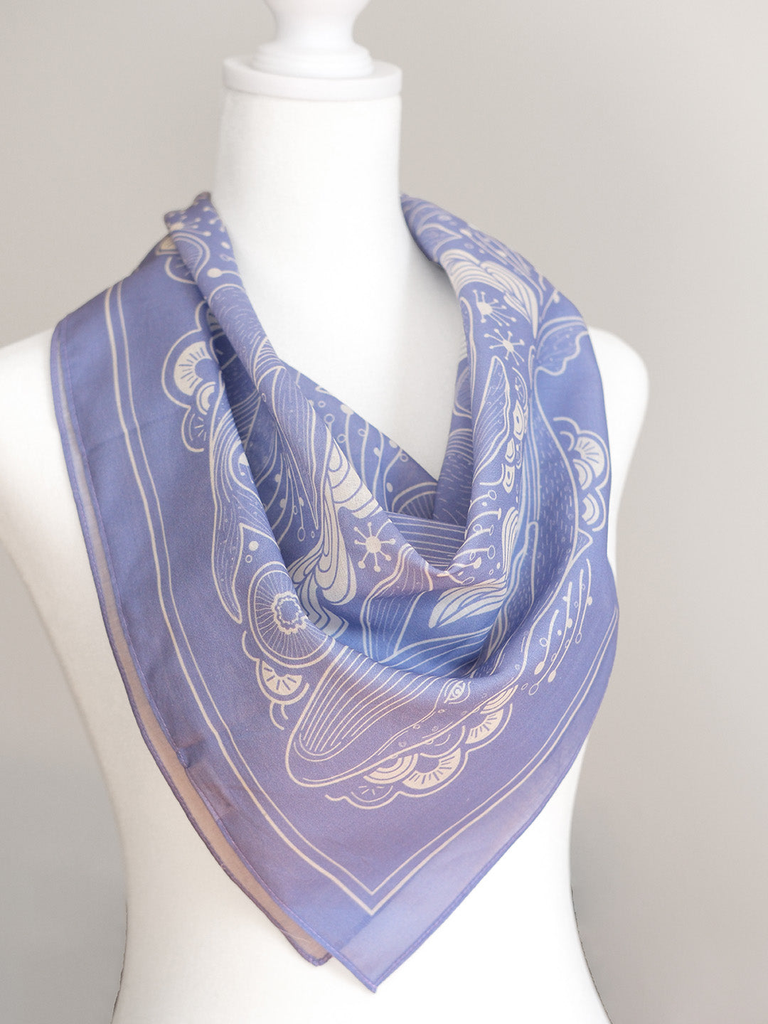 Whale, and the Ocean Bandana Scarf (Violet)