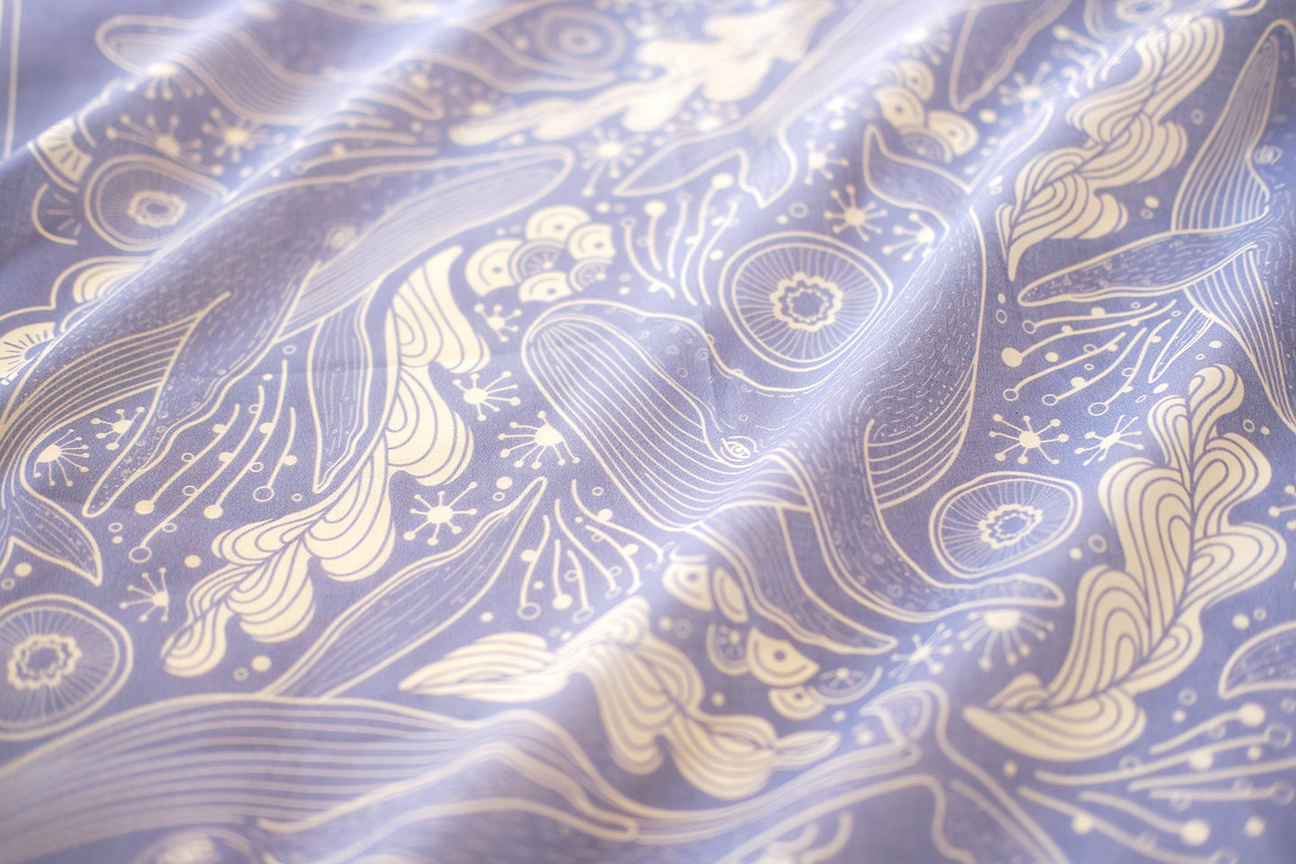 Whale, and the Ocean Bandana Scarf (Violet)