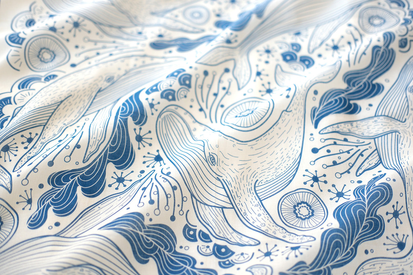 Whale, and the Ocean Bandana Scarf (Off-White)