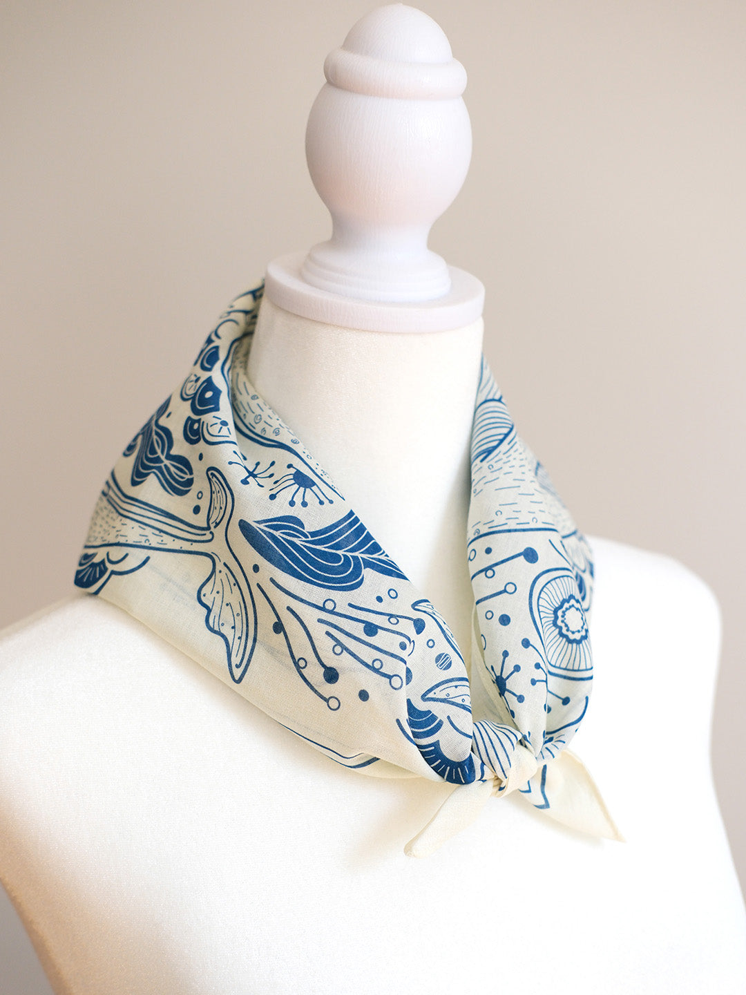 Whale, and the Ocean Bandana Scarf (Off-White)