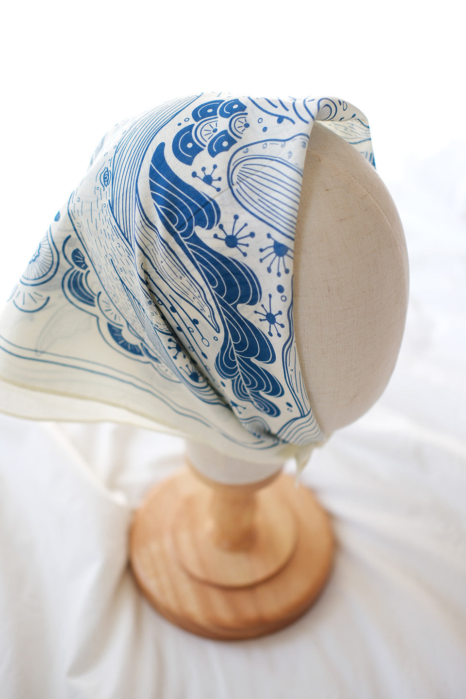Whale, and the Ocean Bandana Scarf (Off-White)
