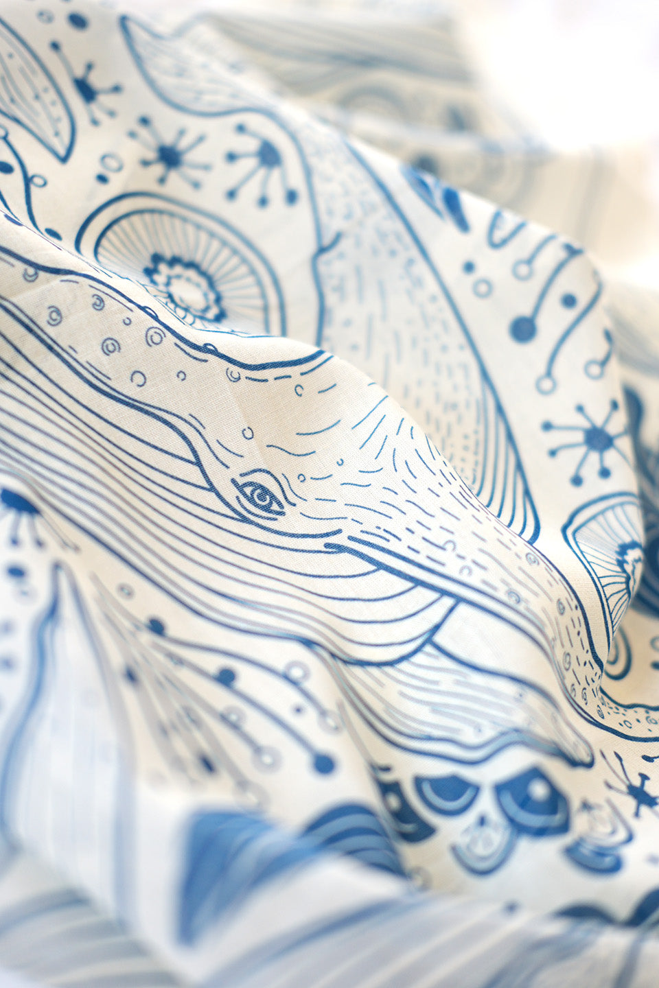 Whale, and the Ocean Bandana Scarf (Off-White)