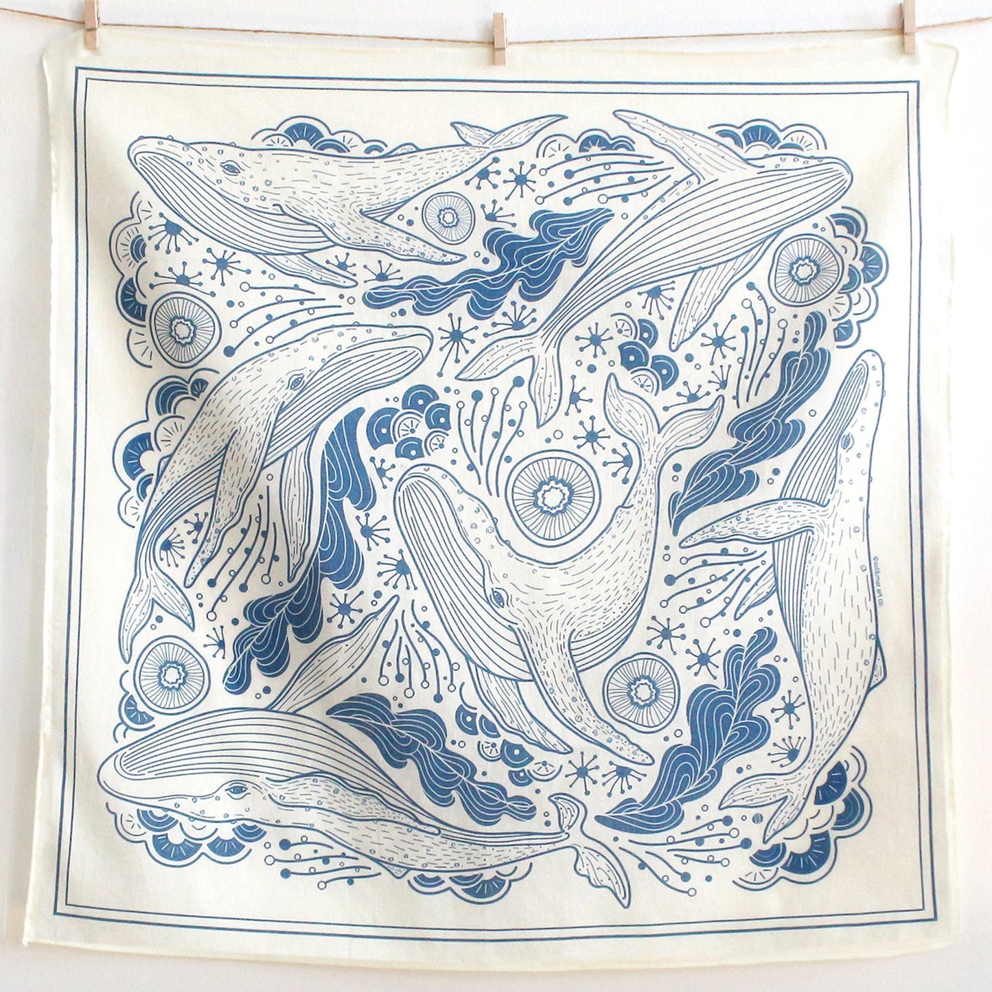 Whale, and the Ocean Bandana Scarf (Off-White)
