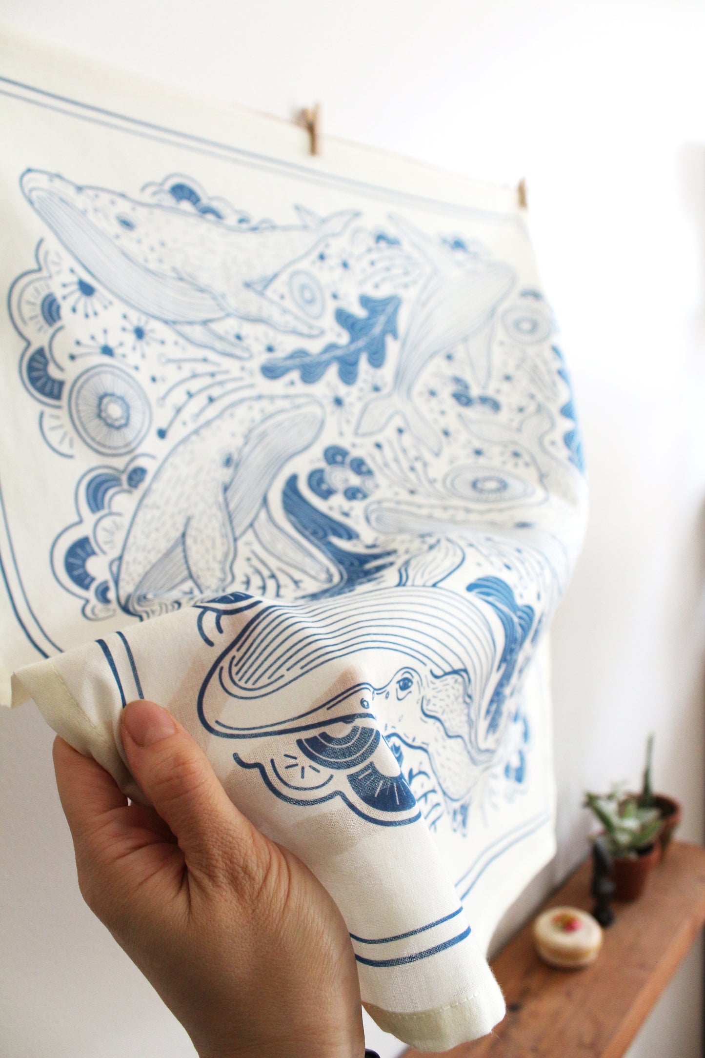 Whale, and the Ocean Bandana Scarf (Off-White)