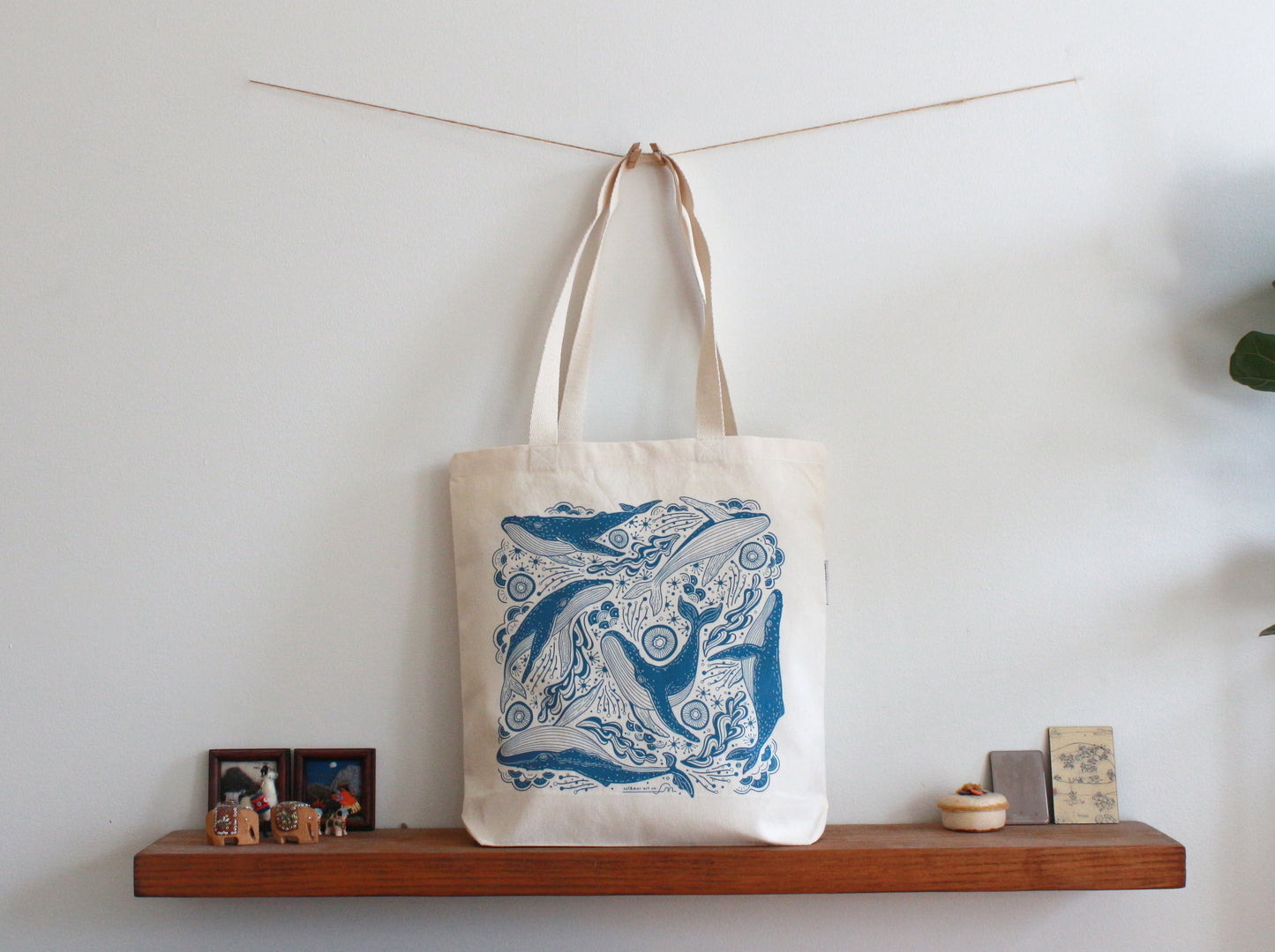 Whale, and the Ocean Canvas Tote bag