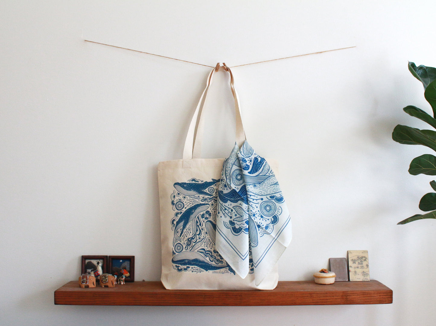 Whale, and the Ocean Canvas Tote bag