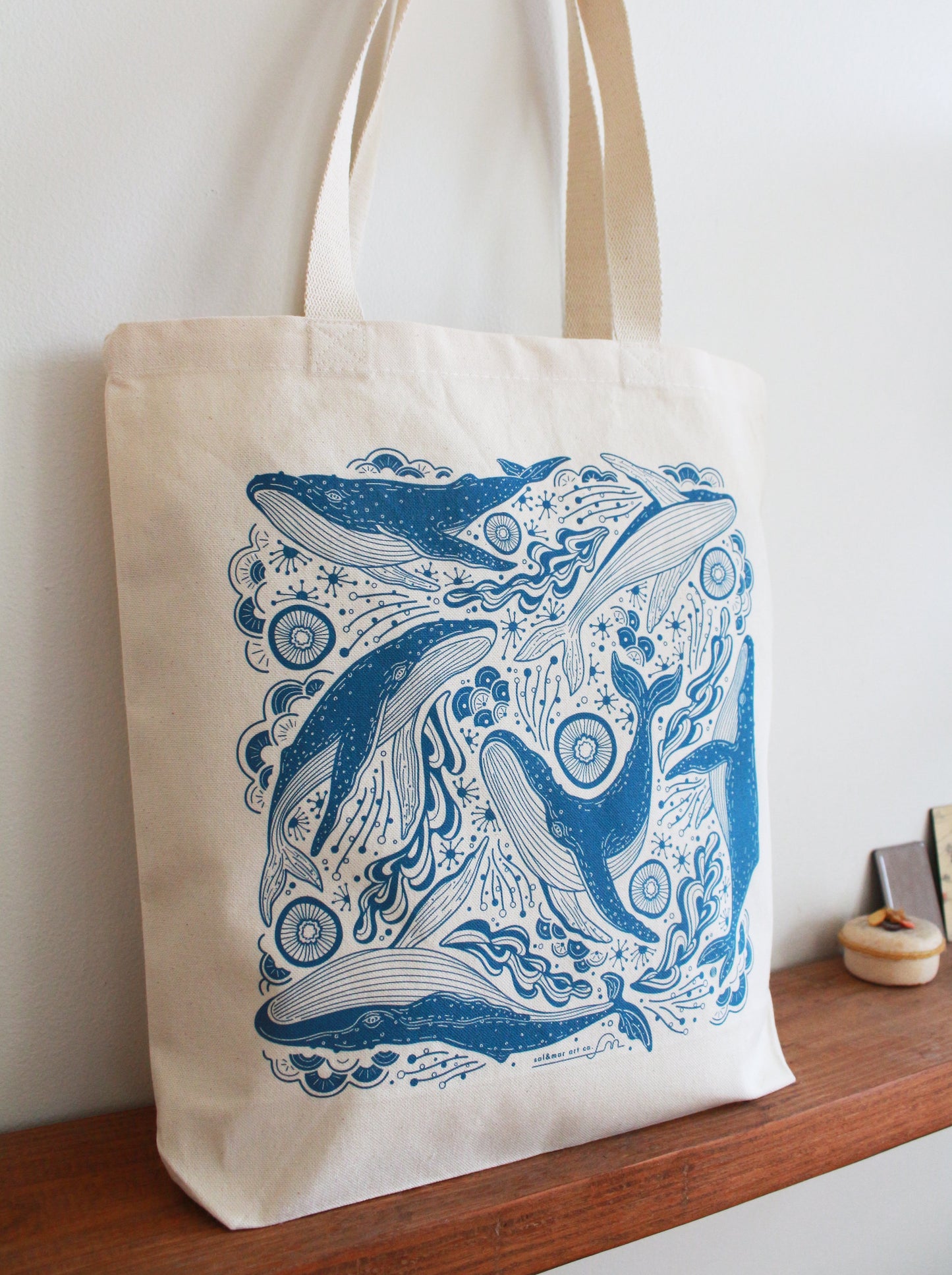 Whale, and the Ocean Canvas Tote bag