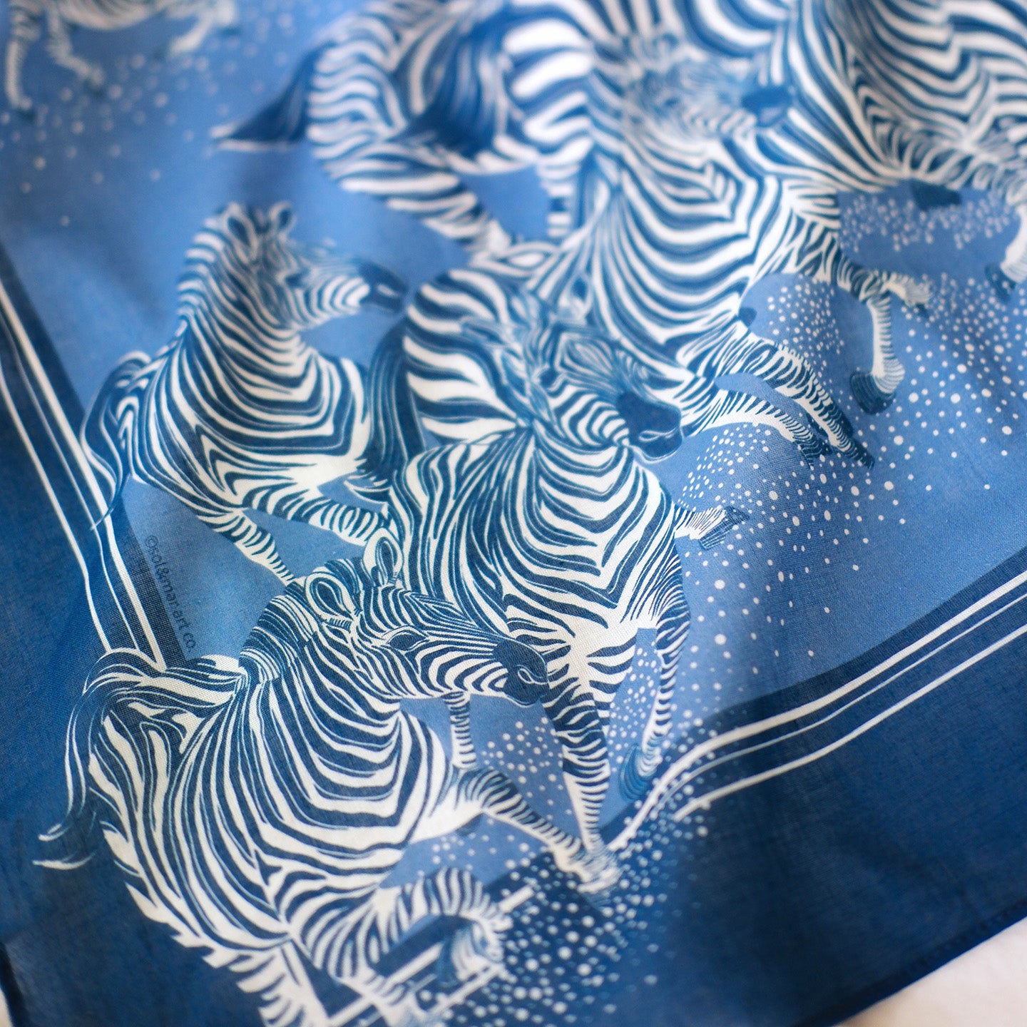 Zebra, "New Beginning" Bandana Scarf (Blue)