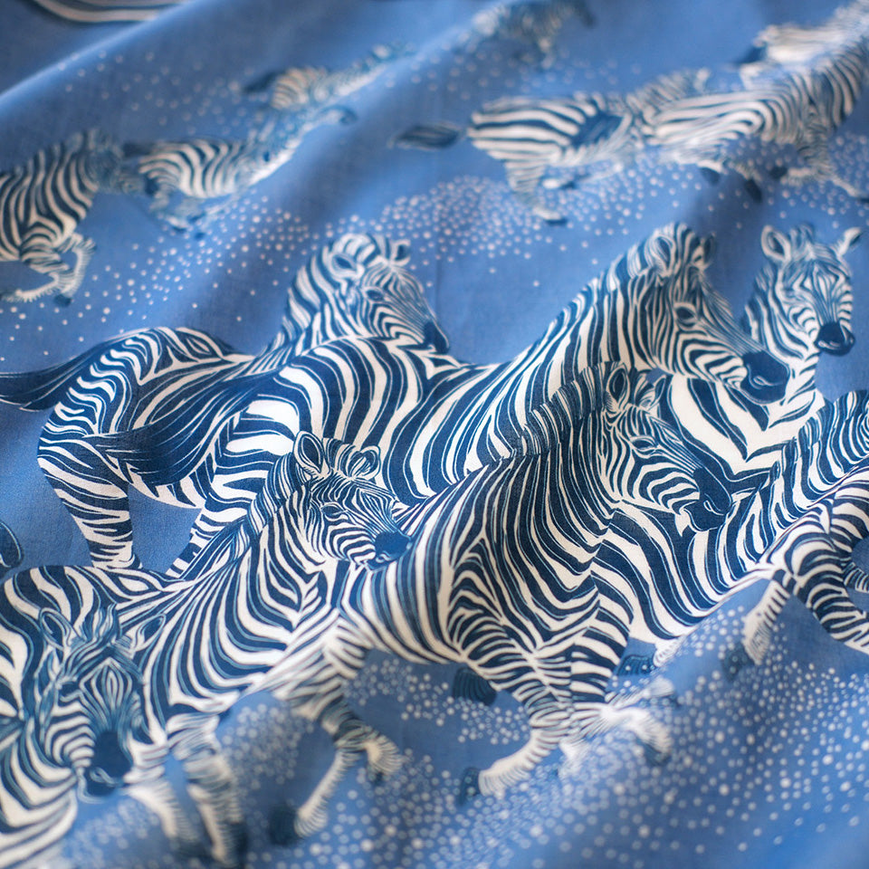 Zebra, "New Beginning" Bandana Scarf (Blue)