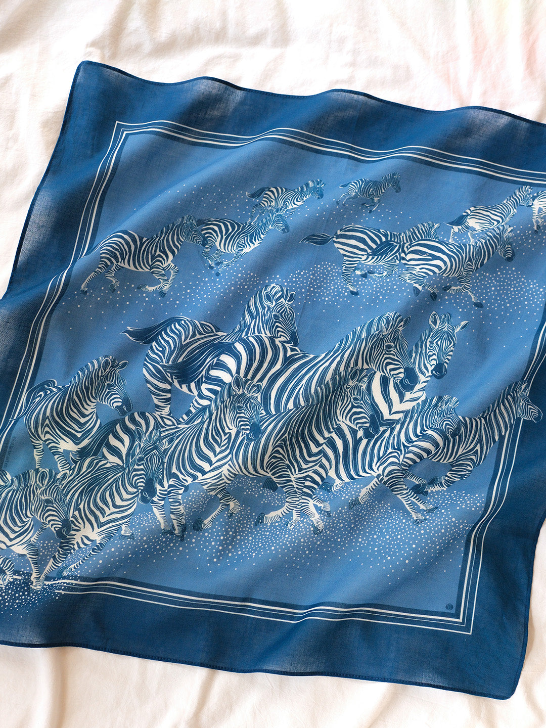 Zebra, "New Beginning" Bandana Scarf (Blue)