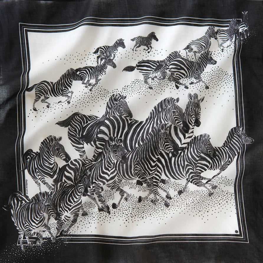 Zebra, "New Beginning" Bandana Scarf (B&W)