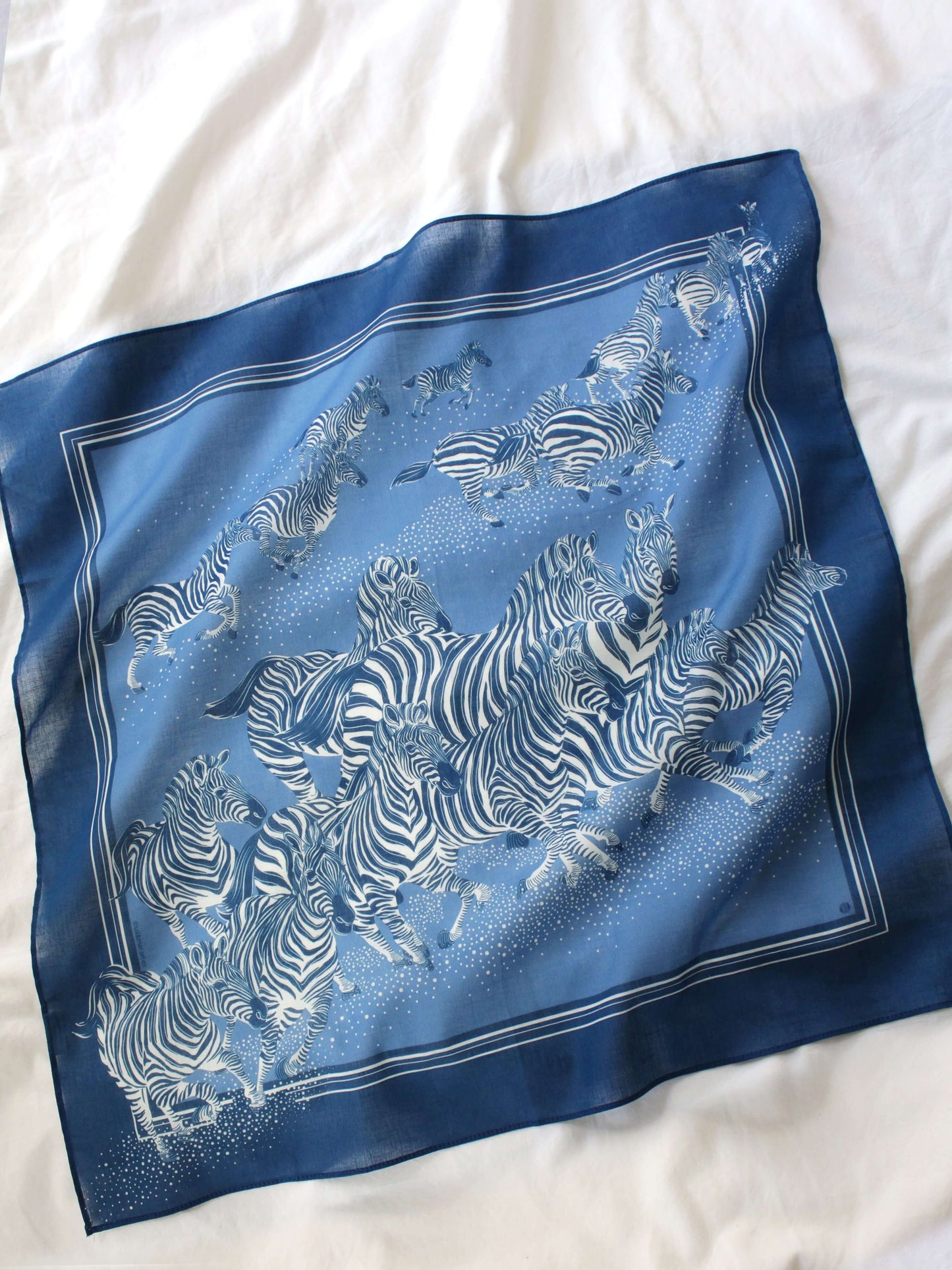Zebra, "New Beginning" Bandana Scarf (Blue) Bandana Scarf